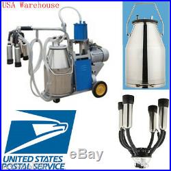 US Portable Milker Electric Piston Vacuum Pump Milking Machine Farm Cows Milk