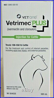 Vetrimec Plus 500ml Cattle Internal External Parasites Liver Flukes by Vet One